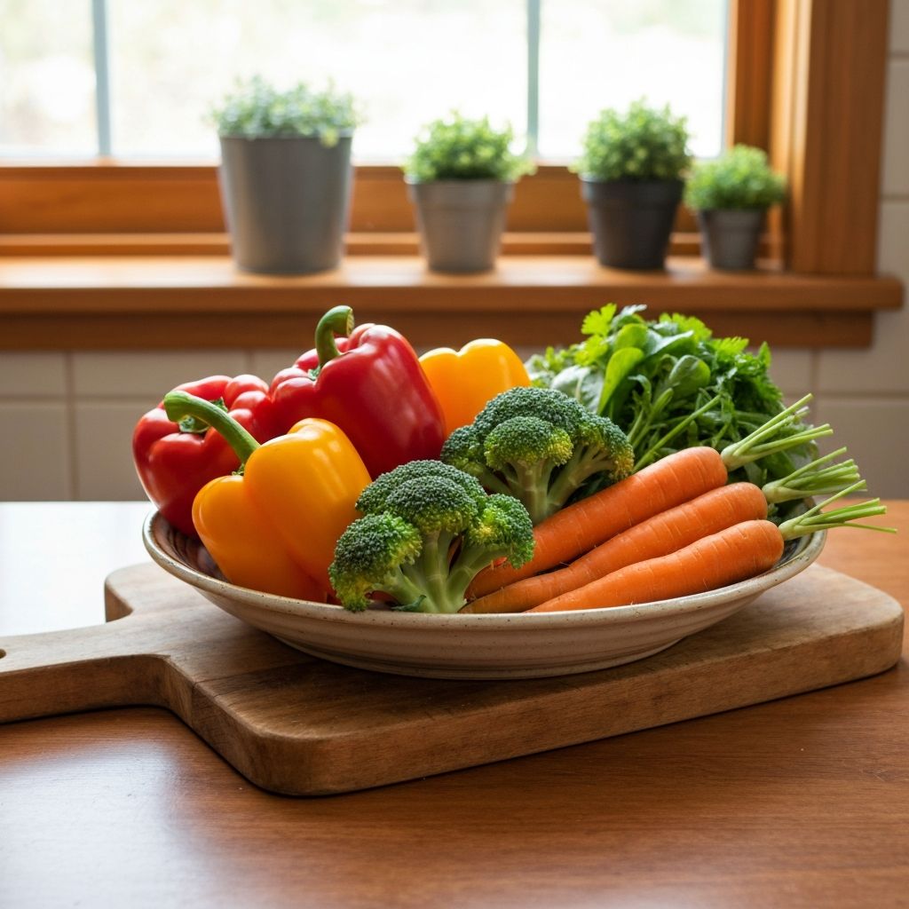 Variety of fresh vegetables on plate